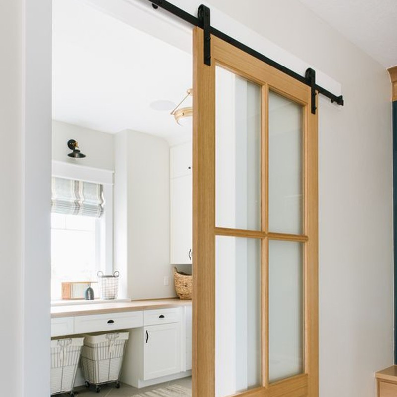 Frosted Glass Composite Core Wood Sliding Barn Door