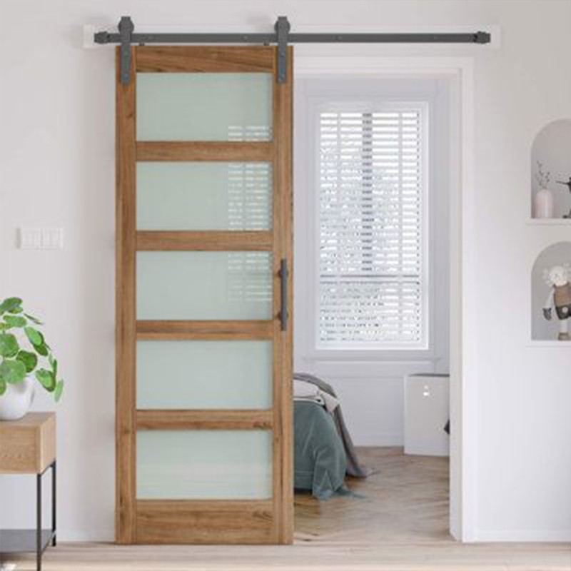 Frosted Glass Composite Core Wood Sliding Barn Door