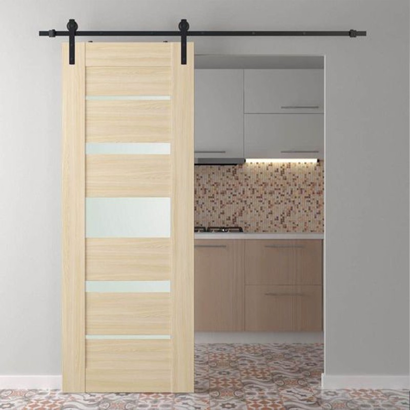 Frosted Glass Composite Core Wood Sliding Barn Door