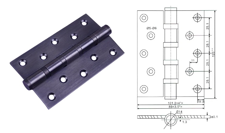 5" Stainless Steel Flush Door Hinge(图2)