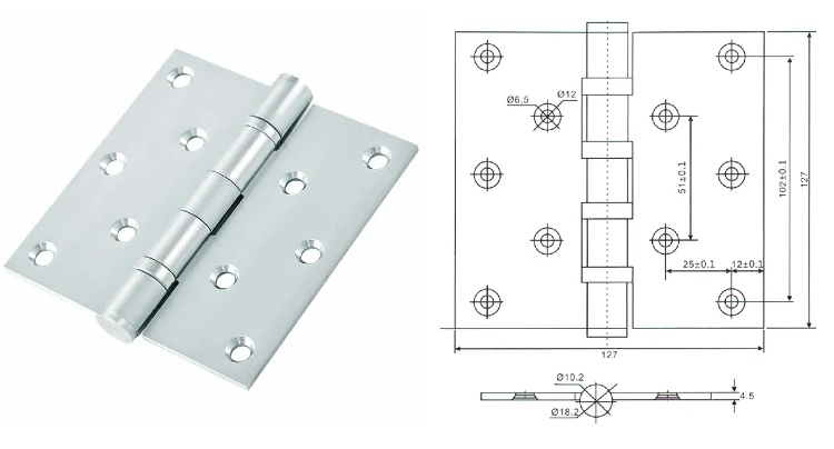 5" Heavy Duty Stainless Steel Flush Door Hinge(图2)