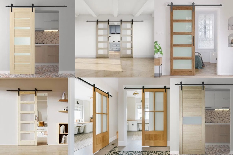 Kitchen Bathroom Glass Style Barn Door(图1)