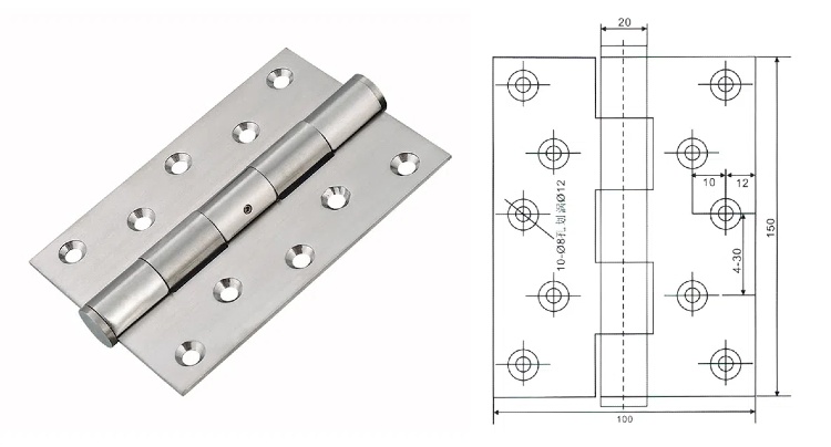 6" Heavy Duty Stainless Steel Flush Door Hinge(图2)