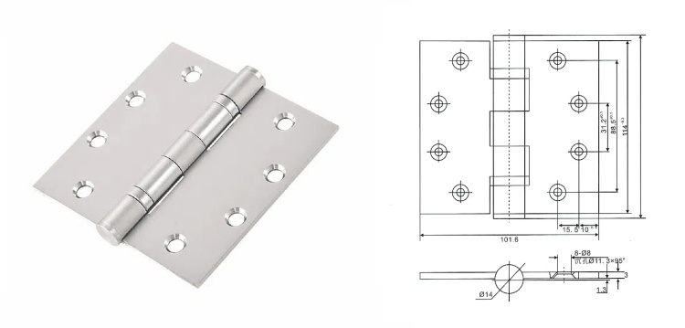 4.5" Stainless Steel Fireproof Flush Door Hinge(图2)