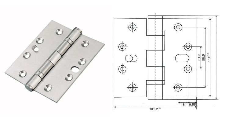 4.5" Anti-theft Buckle Hinge Flush Stainless Steel Door hinge(图2)